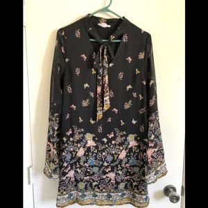 Loveriche Floral Print Tunic butterflies Black Pink Blue Bohemian